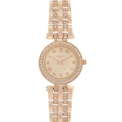 Ladies rose gold plated t-bar analogue watch